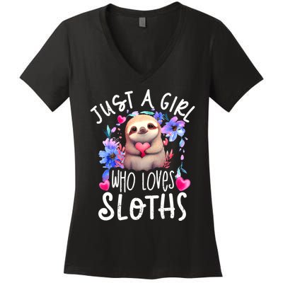 Cute Sloth Women's V-Neck T-Shirt