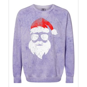 Christmas Santa Claus Face Sunglasses With Hat Beard Colorblast Crewneck Sweatshirt