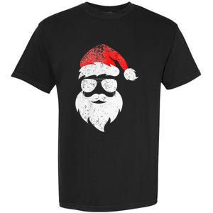 Christmas Santa Claus Face Sunglasses With Hat Beard Garment-Dyed Heavyweight T-Shirt