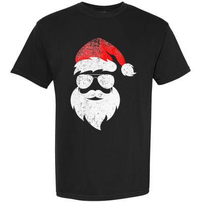 Christmas Santa Claus Face Sunglasses With Hat Beard Garment-Dyed Heavyweight T-Shirt