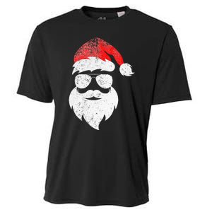 Christmas Santa Claus Face Sunglasses With Hat Beard Cooling Performance Crew T-Shirt