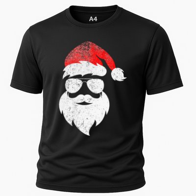 Christmas Santa Claus Face Sunglasses With Hat Beard Performance Shirt
