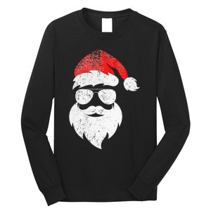 Christmas Santa Claus Face Sunglasses With Hat Beard Long Sleeve Shirt