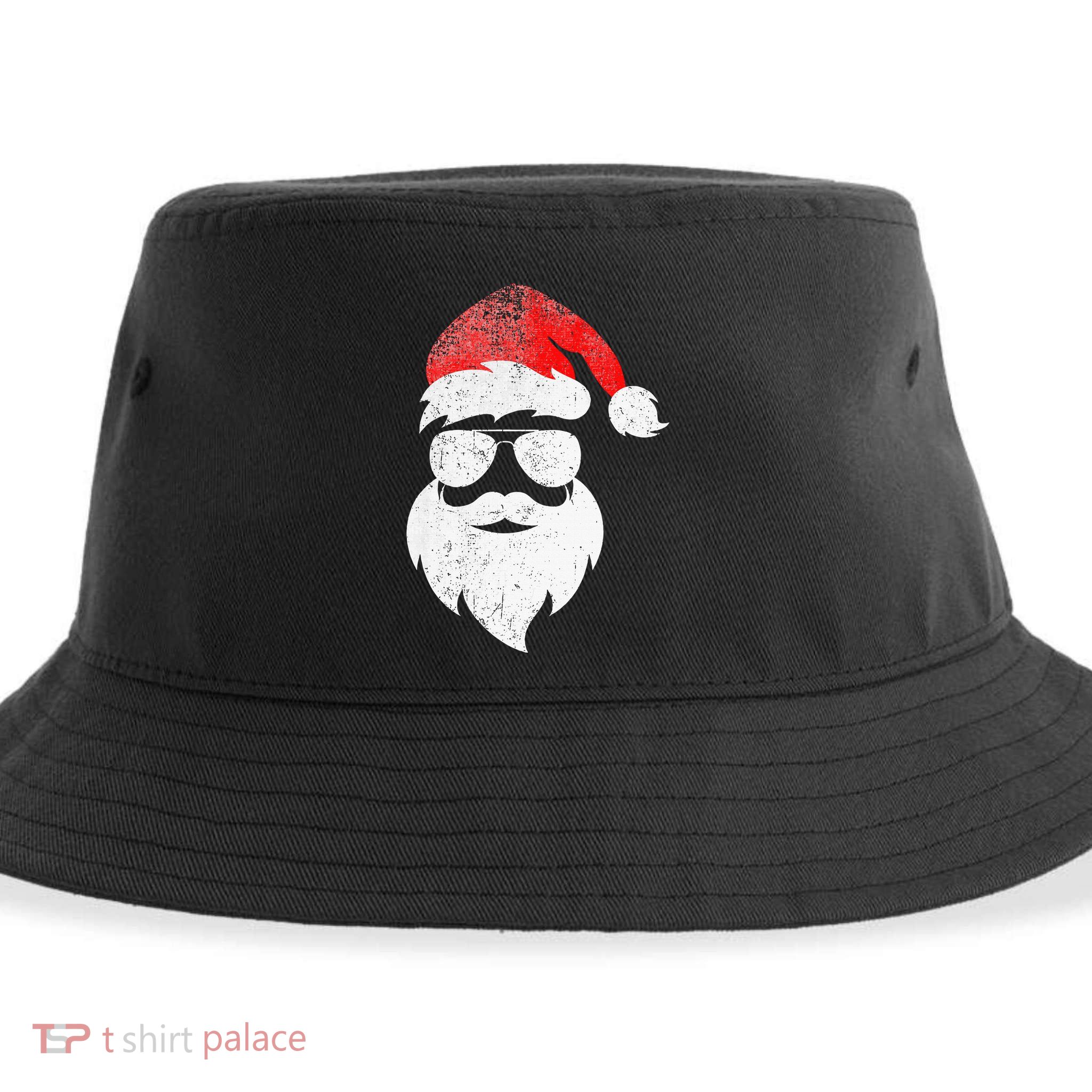 Christmas Santa Claus Face Sunglasses With Hat Beard Sustainable Bucket Hat