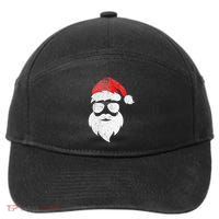 Christmas Santa Claus Face Sunglasses With Hat Beard 7-Panel Snapback Hat