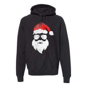 Christmas Santa Claus Face Sunglasses With Hat Beard Premium Hoodie