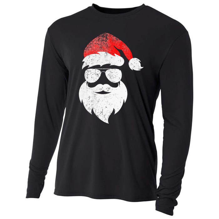 Christmas Santa Claus Face Sunglasses With Hat Beard Cooling Performance Long Sleeve Crew