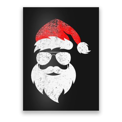 Christmas Santa Claus Face Sunglasses With Hat Beard Poster