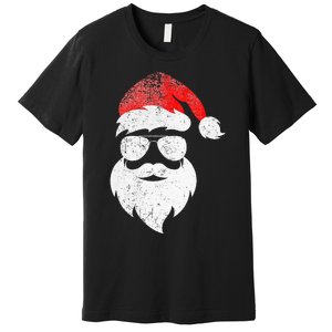 Christmas Santa Claus Face Sunglasses With Hat Beard Premium T-Shirt