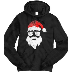 Christmas Santa Claus Face Sunglasses With Hat Beard Tie Dye Hoodie