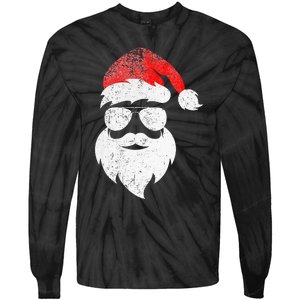 Christmas Santa Claus Face Sunglasses With Hat Beard Tie-Dye Long Sleeve Shirt