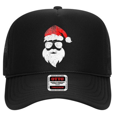 Christmas Santa Claus Face Sunglasses With Hat Beard Trucker Hat