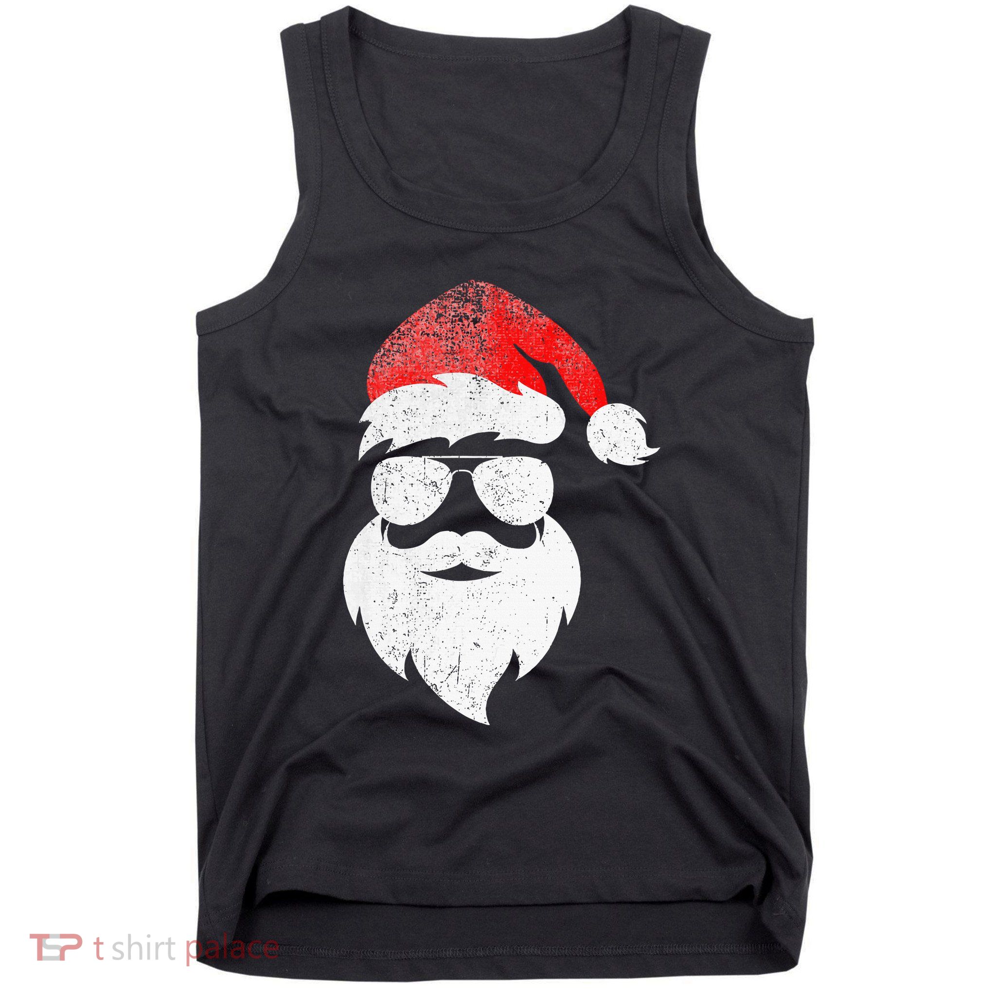 Christmas Santa Claus Face Sunglasses With Hat Beard Tank Top