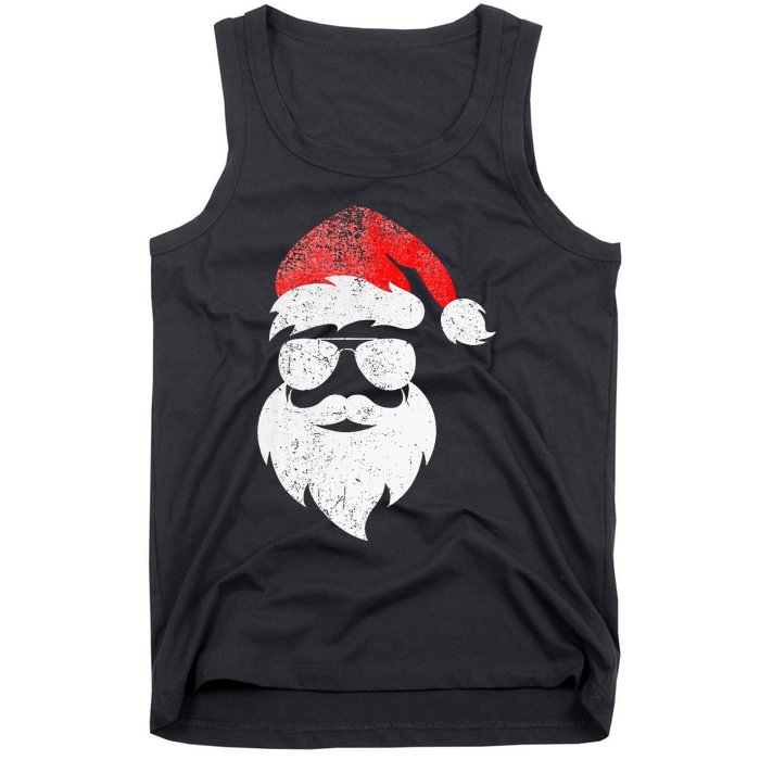 Christmas Santa Claus Face Sunglasses With Hat Beard Tank Top