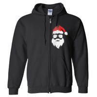 Christmas Santa Claus Face Sunglasses With Hat Beard Full Zip Hoodie