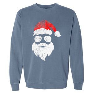 Christmas Santa Claus Face Sunglasses With Hat Beard Garment-Dyed Sweatshirt