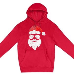 Christmas Santa Claus Face Sunglasses With Hat Beard Premium Pullover Hoodie