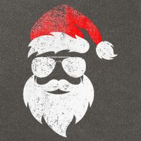 Christmas Santa Claus Face Sunglasses With Hat Beard Cotton Canvas Backpack