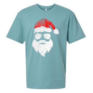 Christmas Santa Claus Face Sunglasses With Hat Beard Sueded Cloud Jersey T-Shirt