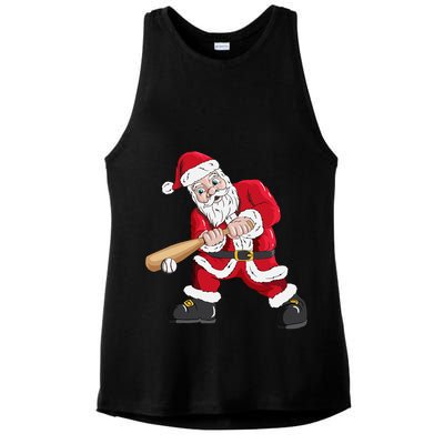 Christmas Santa Claus With Baseball Bat Baseball Ladies PosiCharge Tri-Blend Wicking Tank