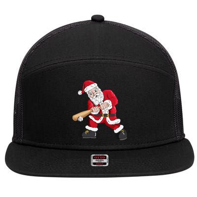 Christmas Santa Claus With Baseball Bat Baseball 7 Panel Mesh Trucker Snapback Hat