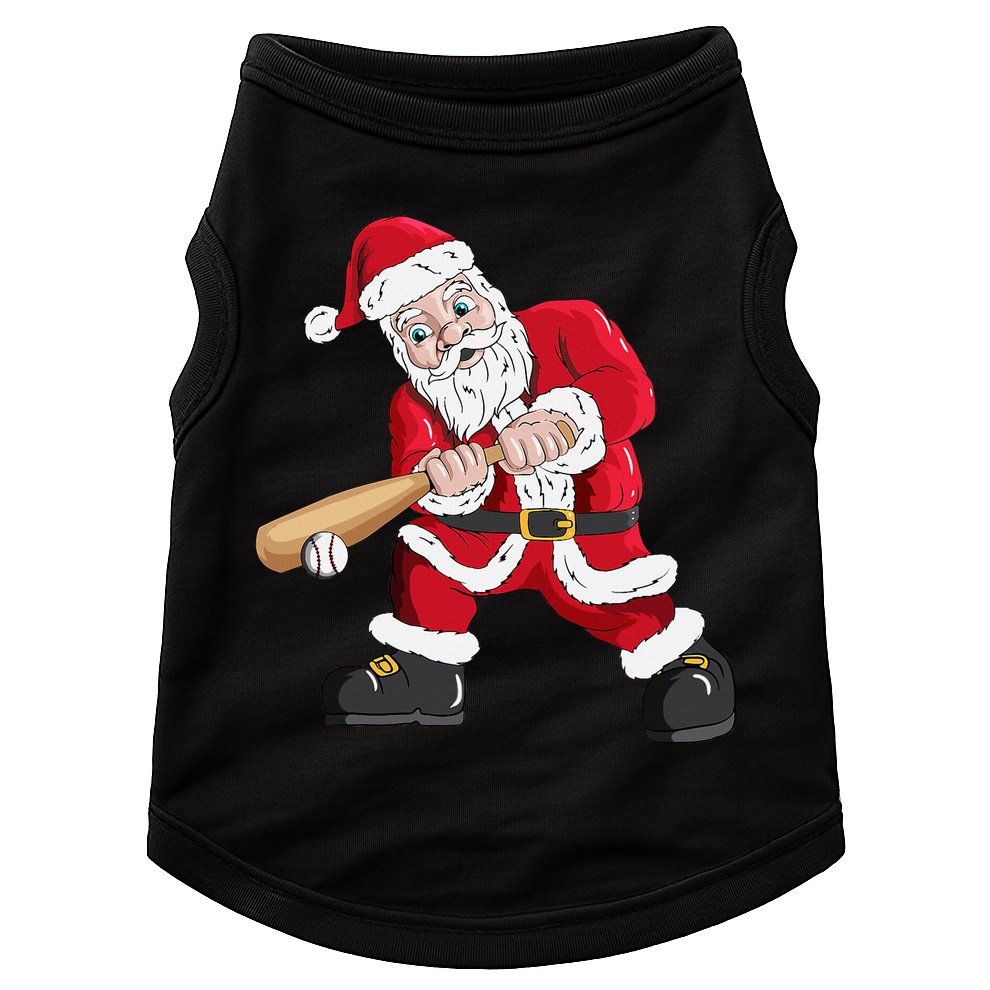 Christmas Santa Claus With Baseball Bat Baseball Doggie Tank