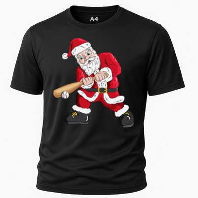 Christmas Santa Claus With Baseball Bat Baseball Cooling Performance Crew T-Shirt