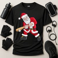 Christmas Santa Claus With Baseball Bat Baseball Cooling Performance Crew T-Shirt