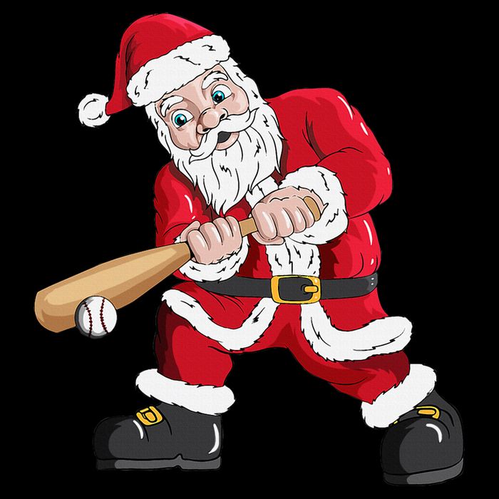 Christmas Santa Claus With Baseball Bat Baseball Cooling Performance Crew T-Shirt