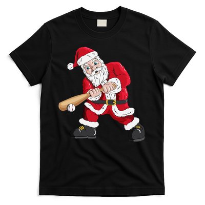 Christmas Santa Claus With Baseball Bat Baseball T-Shirt