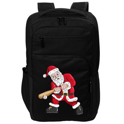 Christmas Santa Claus With Baseball Bat Baseball Impact Tech Backpack