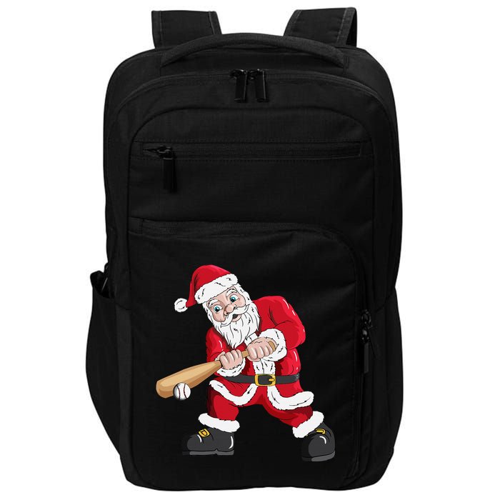 Christmas Santa Claus With Baseball Bat Baseball Impact Tech Backpack