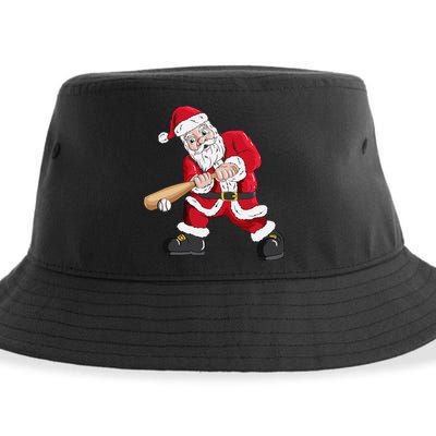 Christmas Santa Claus With Baseball Bat Baseball Sustainable Bucket Hat