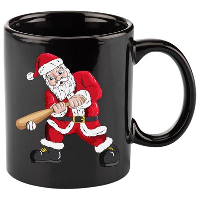 Christmas Santa Claus With Baseball Bat Baseball 11oz C Handle Ceramic Mug