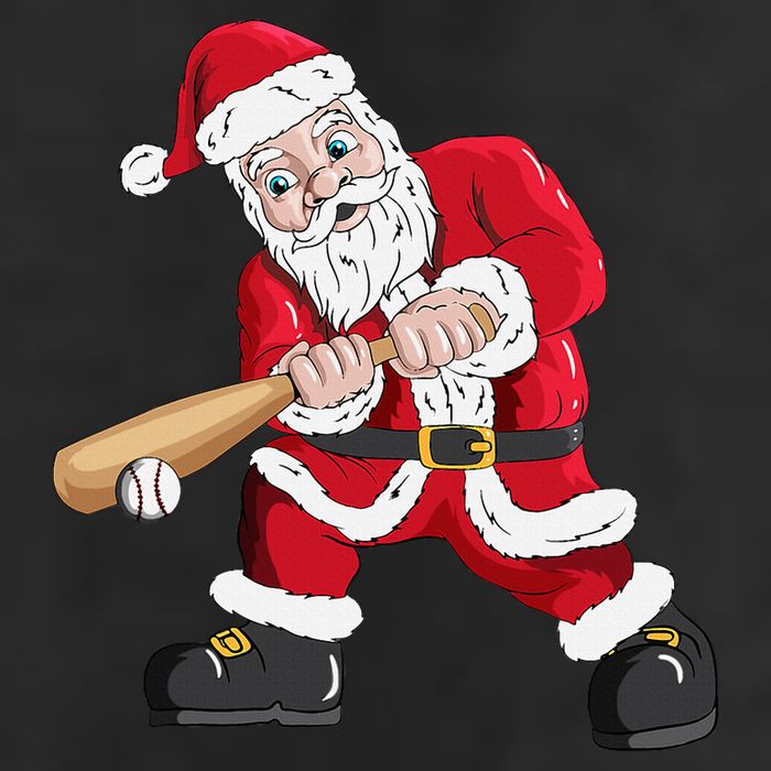 Christmas Santa Claus With Baseball Bat Baseball Beanie