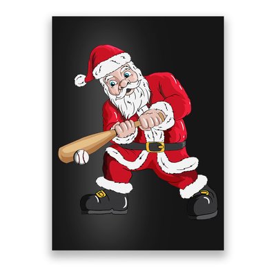 Christmas Santa Claus With Baseball Bat Baseball Poster