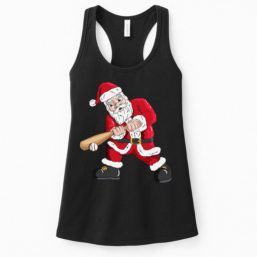 Christmas Santa Claus With Baseball Bat Baseball Womens Tank Top