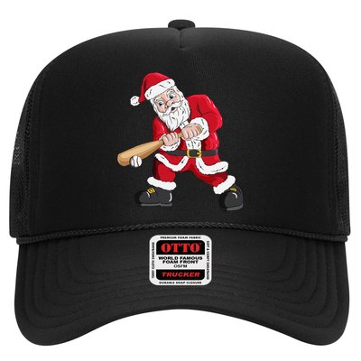 Christmas Santa Claus With Baseball Bat Baseball Hat