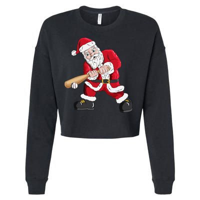 Christmas Santa Claus With Baseball Bat Baseball Cropped Pullover Crew