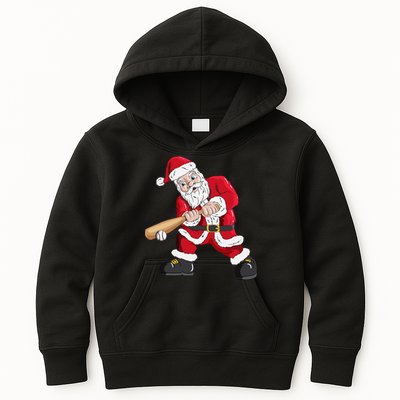 Christmas Santa Claus With Baseball Bat Baseball Kids Hoodie