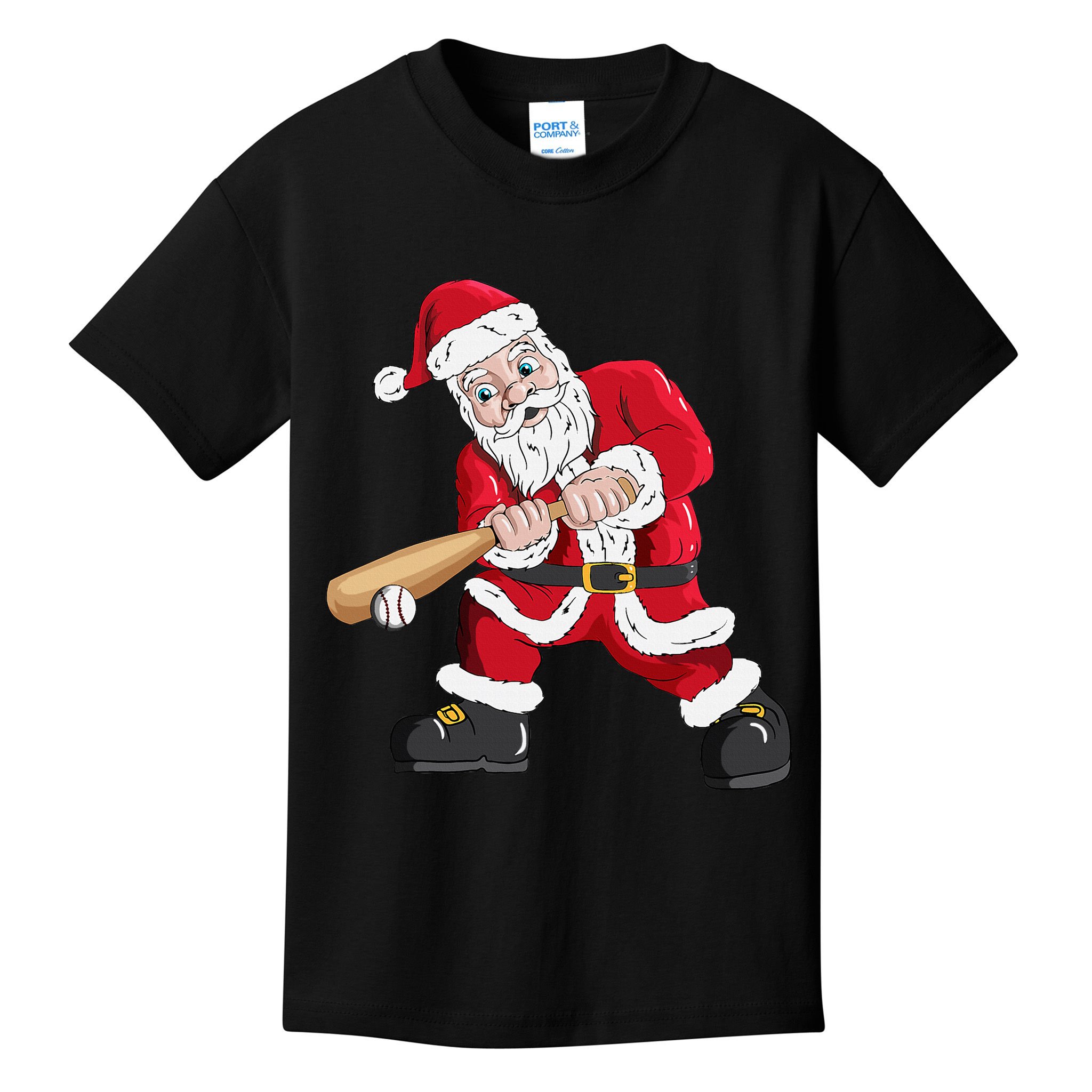 Christmas Santa Claus With Baseball Bat Baseball Kids T-Shirt