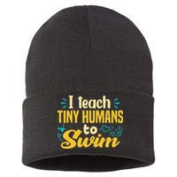 Cool Swim Coach I Teach Tiny Humans To Swim Swimming Teacher Sustainable Knit Beanie