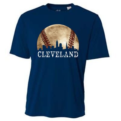 Cleveland Skyline City Vintage Baseball Lover Cooling Performance Crew T-Shirt