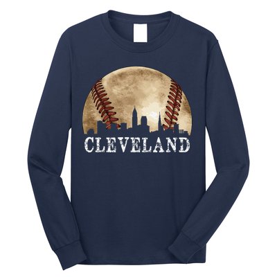 Cleveland Skyline City Vintage Baseball Lover Long Sleeve Shirt