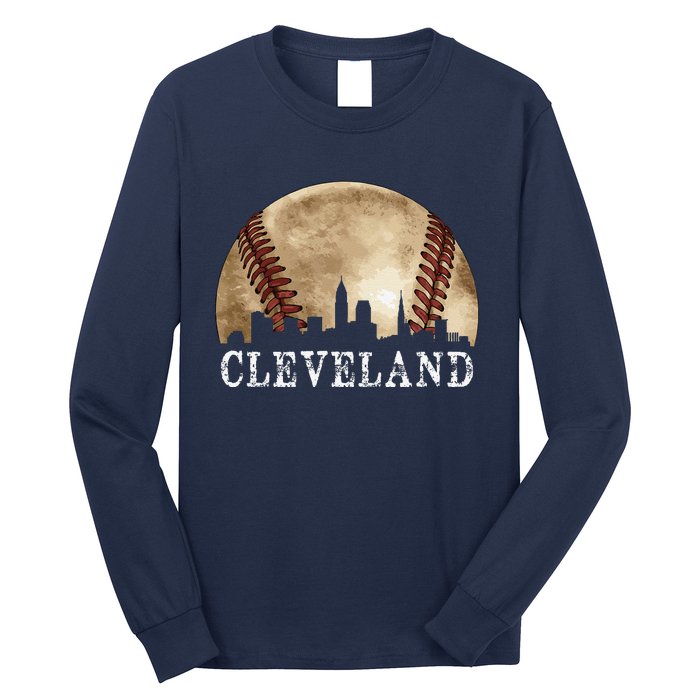 Cleveland Skyline City Vintage Baseball Lover Long Sleeve Shirt