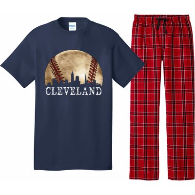 Cleveland Skyline City Vintage Baseball Lover Pajama Set