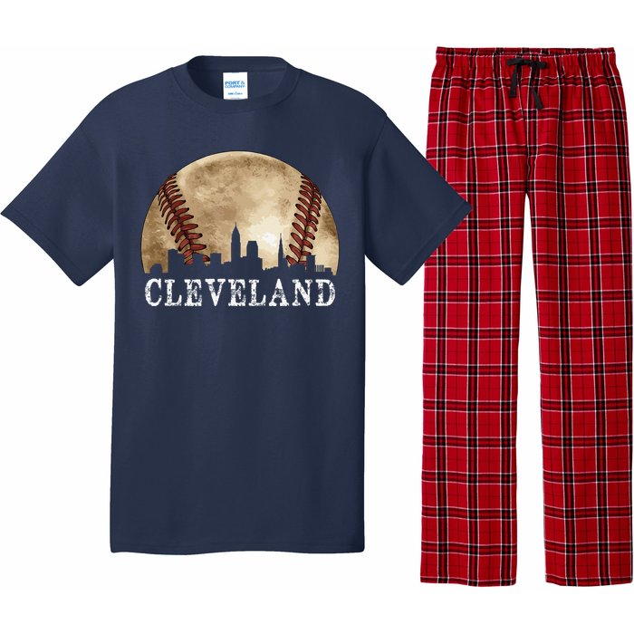 Cleveland Skyline City Vintage Baseball Lover Pajama Set