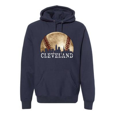 Cleveland Skyline City Vintage Baseball Lover Premium Hoodie