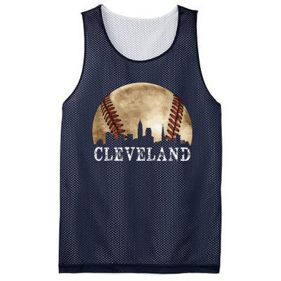 Cleveland Skyline City Vintage Baseball Lover Mesh Reversible Basketball Jersey Tank