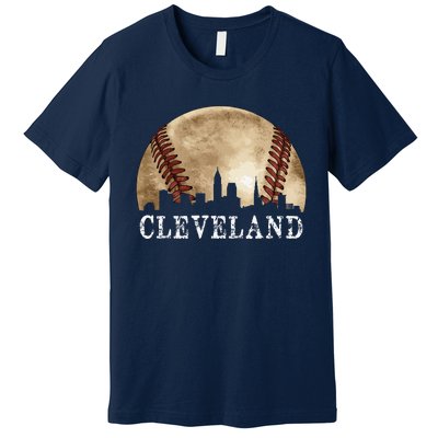 Cleveland Skyline City Vintage Baseball Lover Premium T-Shirt